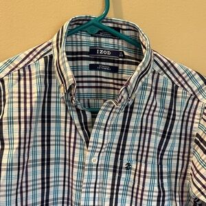 Izod Boys Multicolor Plaid Button Down Shirt
